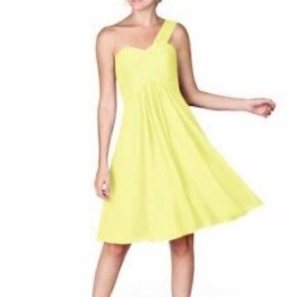 Azazie Sariah Yellow Daffodil Bridesmaid Dress One Shoulder - Picture 1 of 12